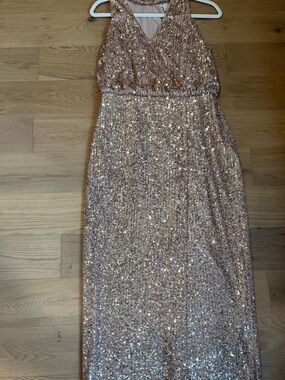 Monique Lhuillier Rose Gold Sequin Gown